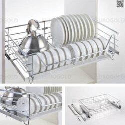 Kệ bát đĩa inox nan âm tủ gắn cánh eurohgold