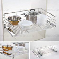 Kệ xoong nồi inox mờ gắn cánh âm tủ EuroGold