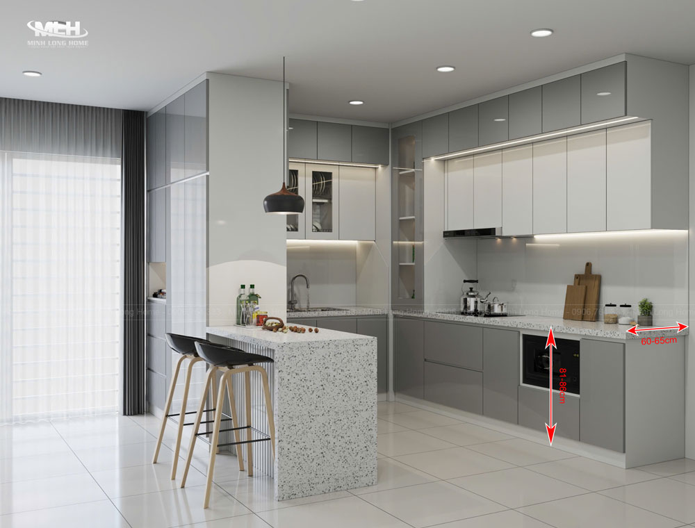 Kích thước tủ bếp tiêu chuẩn dành cho người Việt 10 Kích thước tủ bếp dưới phù hợp với người Việt