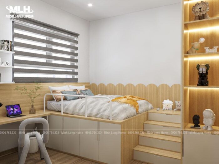 Giường ngủ gỗ công nghiệp kết hợp bàn học GNC03 1
