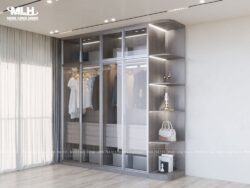 Tủ quần áo cánh kính có kệ trang trí TML02