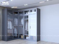 Tủ quần áo hình chữ L cánh kính sang trọng TML06