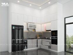 Tủ bếp nhựa phủ Acrylic màu trắng xám TBN03