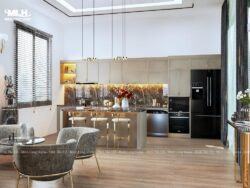 Tủ bếp nhựa chữ i có quầy bar TBN09