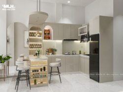 Tủ bếp nhựa Pima có quầy bar TBN11