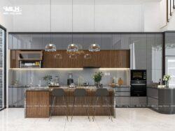 Tủ bếp nhựa màu xám sang trọng TBN15