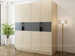 Tủ quần áo vân gỗ kết hợp màu xám TAML17