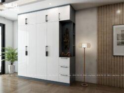 Tủ áo gỗ công nghiệp màu trắng hiện đại TAML20