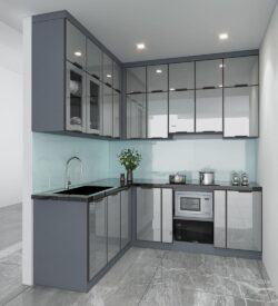 Tủ bếp inox cánh kính chữ L TIML01 5 tu bep inox canh kinh dep 2