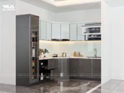 Tủ bếp inox 304 cánh kính cường lực TIML02