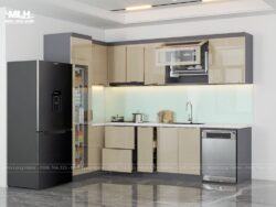 Tủ inox cánh kính màu vàng kim TIML03