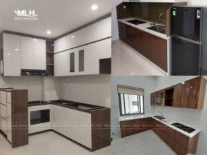 Top mẫu tủ bếp Acrylic vân gỗ đẹp tinh tế sang trọng