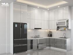 Tủ bếp nhựa PVC màu xám trắng TBN22 3 tu bep nhua pvc mau xam trang