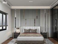 Giường ngủ bọc vải nhung GNBN12