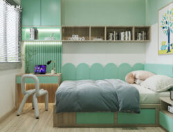 Giường ngủ tông màu xanh GNCN13